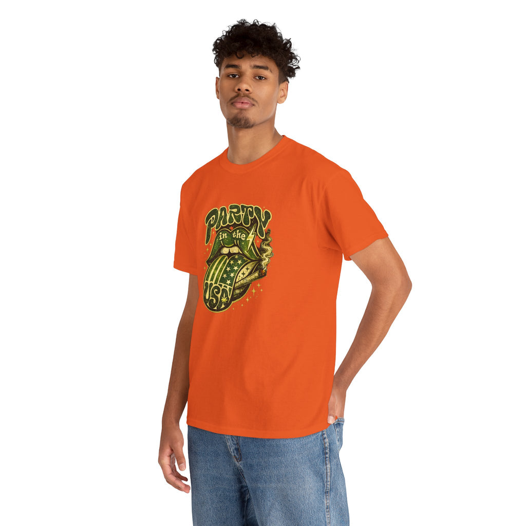 Party in the USA Graphic T-Shirt – Retro Rolling Tongue Design