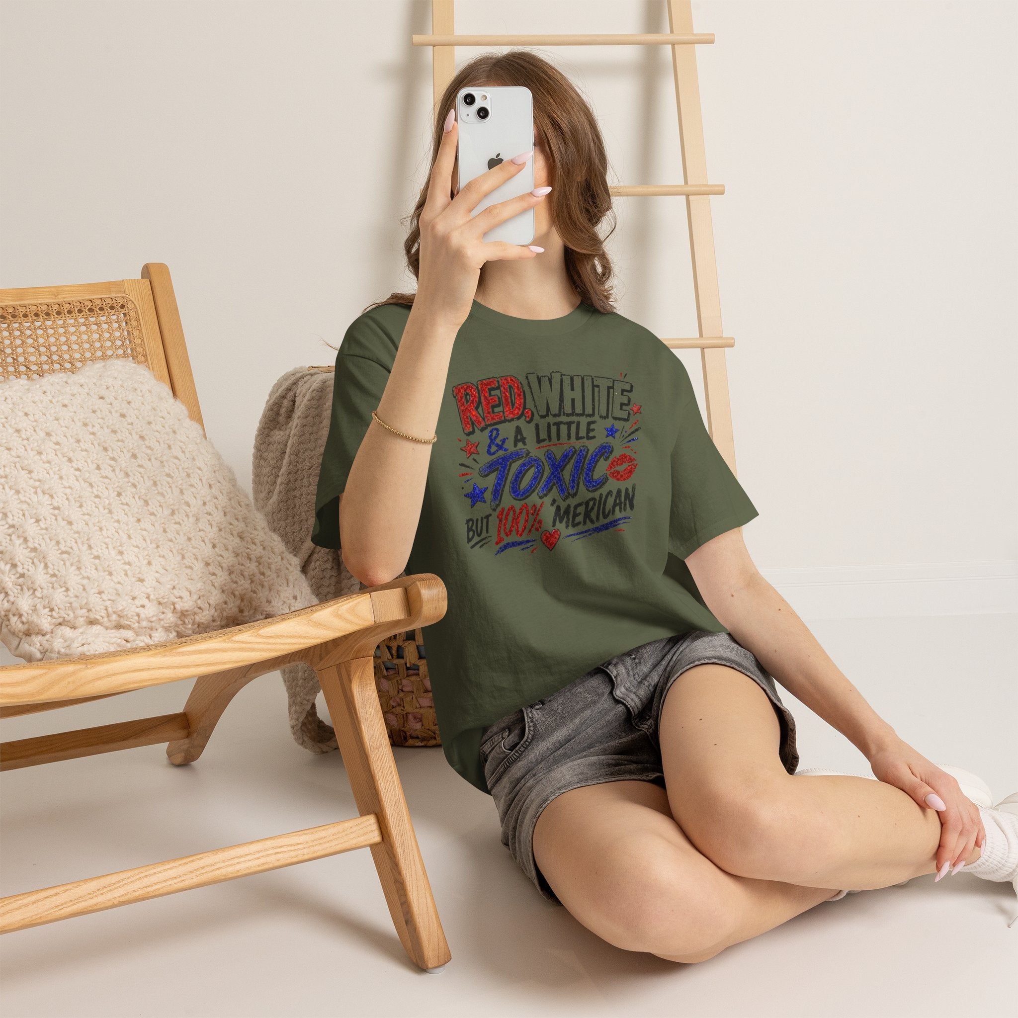 Patriotic 'Red, White & a Little Toxic but 100% Merican' Graphic Tee