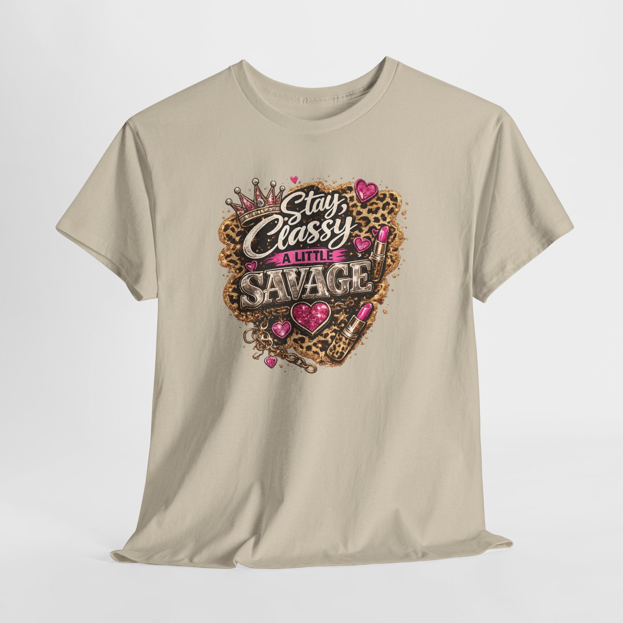 Stay Classy a Little Savage Tee — Leopard Heart Graphic T-Shirt