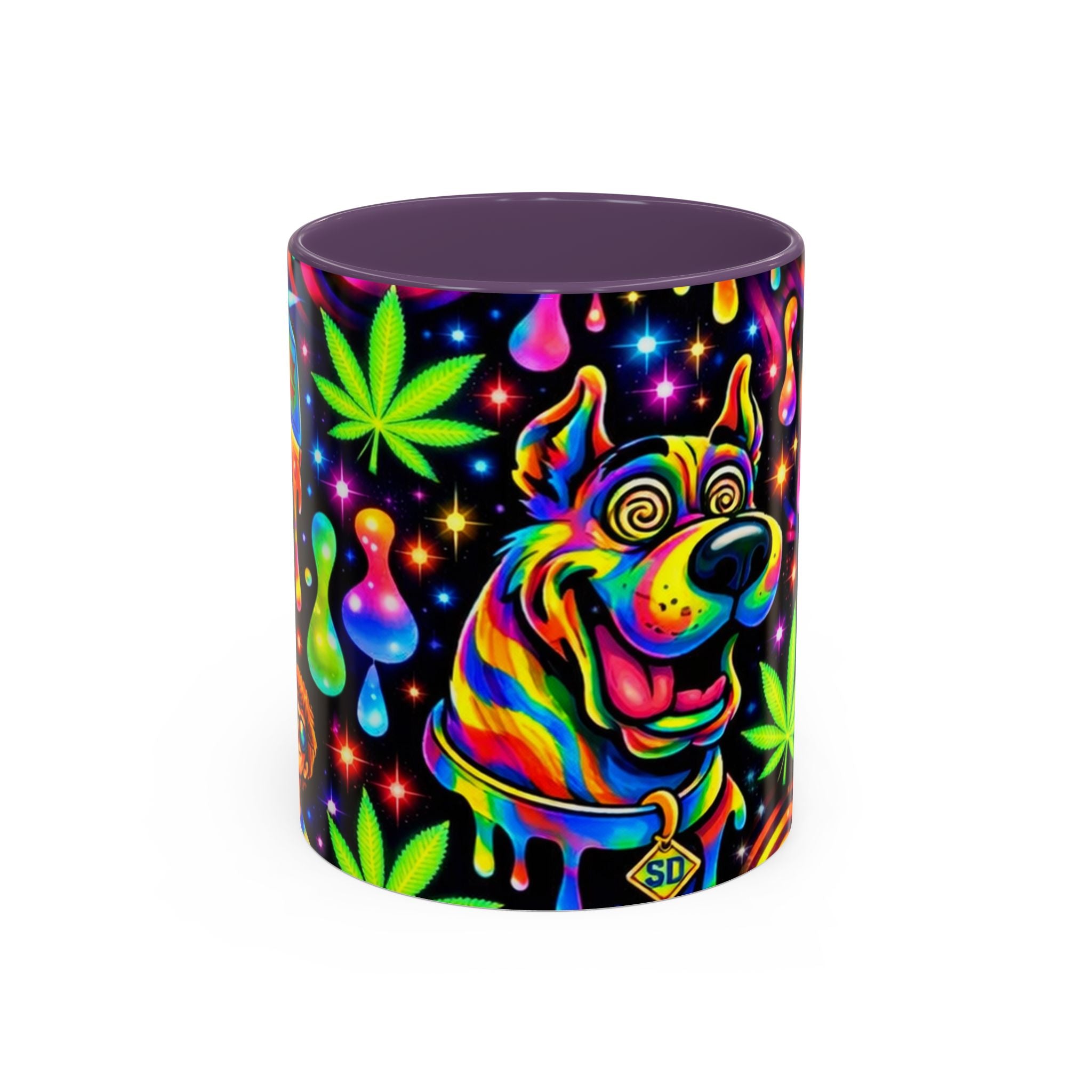 Psychedelic Dog Coffee Mug — Neon Trippy Marijuana Art 11/15oz Accent Mug