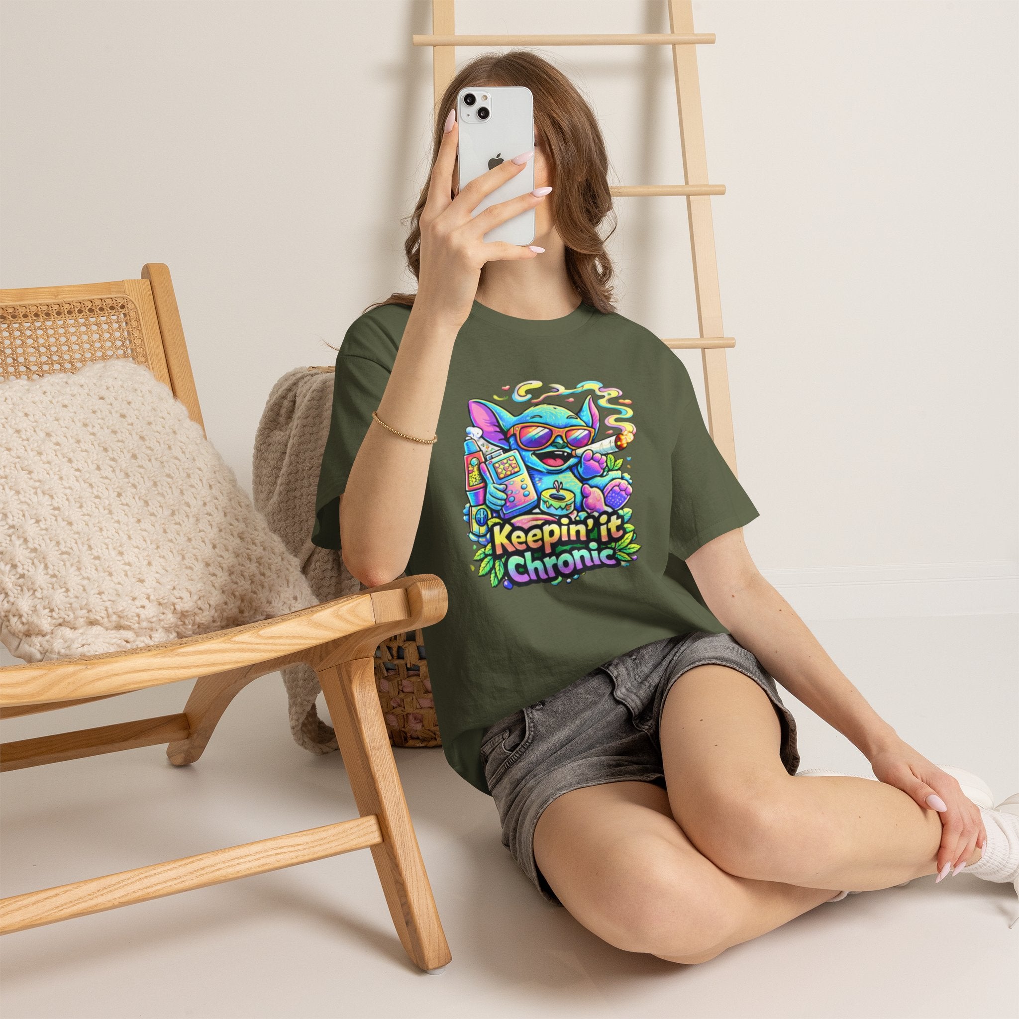 Keepin' It Chronic T-Shirt — Colorful Stoner Cat Graphic Tee