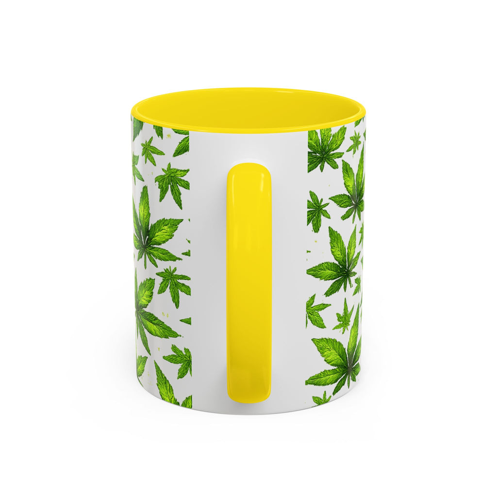 Cannabis Leaf Pattern Accent Coffee Mug – 11/15oz Ceramic