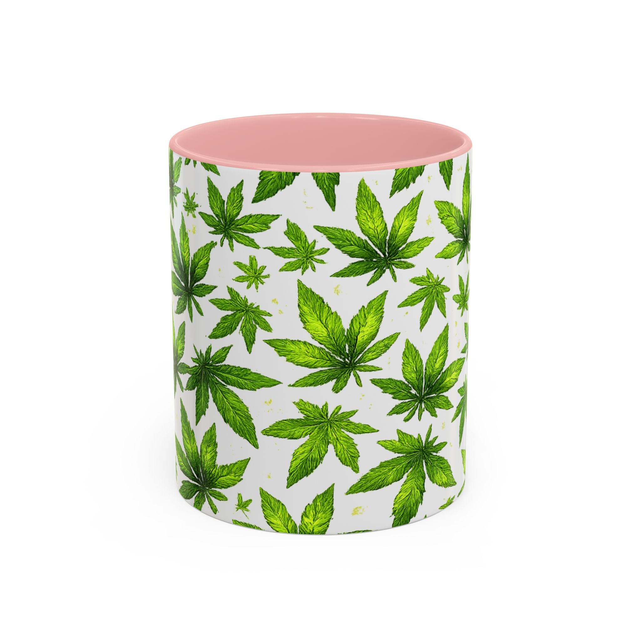 Cannabis Leaf Pattern Accent Coffee Mug – 11/15oz Ceramic