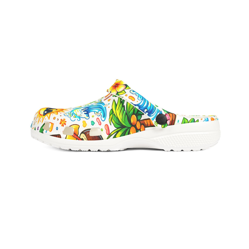 Tropical Beach Clogs — Pineapple & Palm EVA Foam Slip-On Shoes