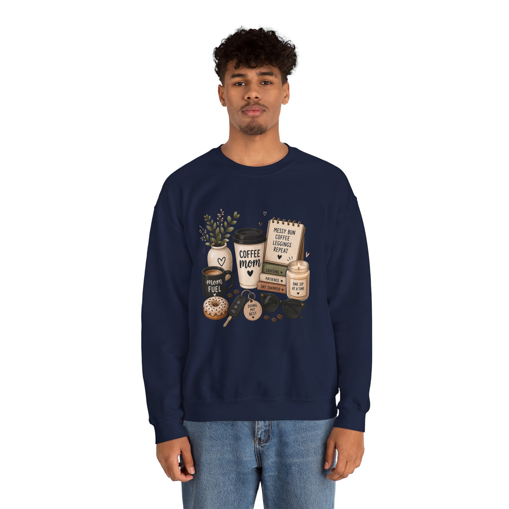 Coffee Mom Crewneck Sweatshirt — Cozy Morning Coffee Lover Graphic
