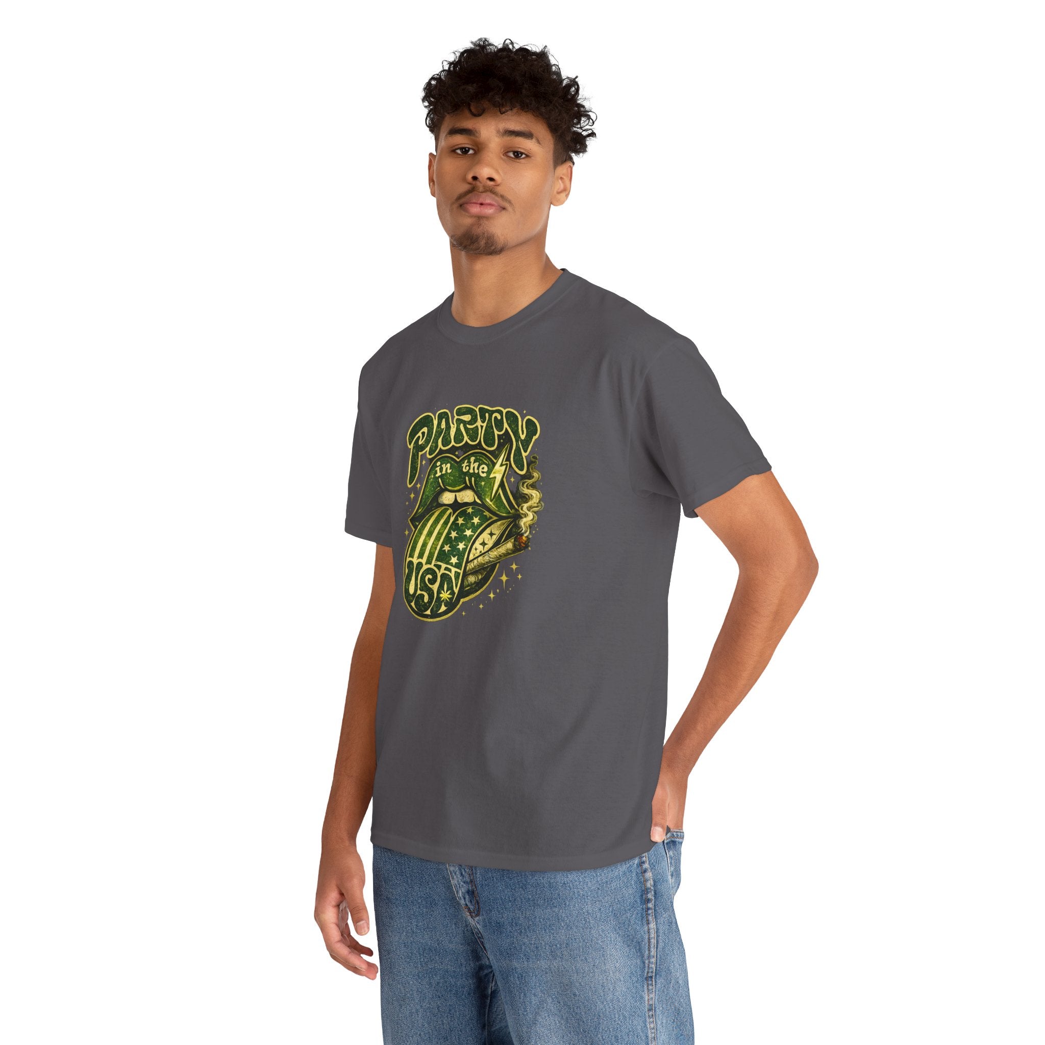 Party in the USA Graphic T-Shirt – Retro Rolling Tongue Design