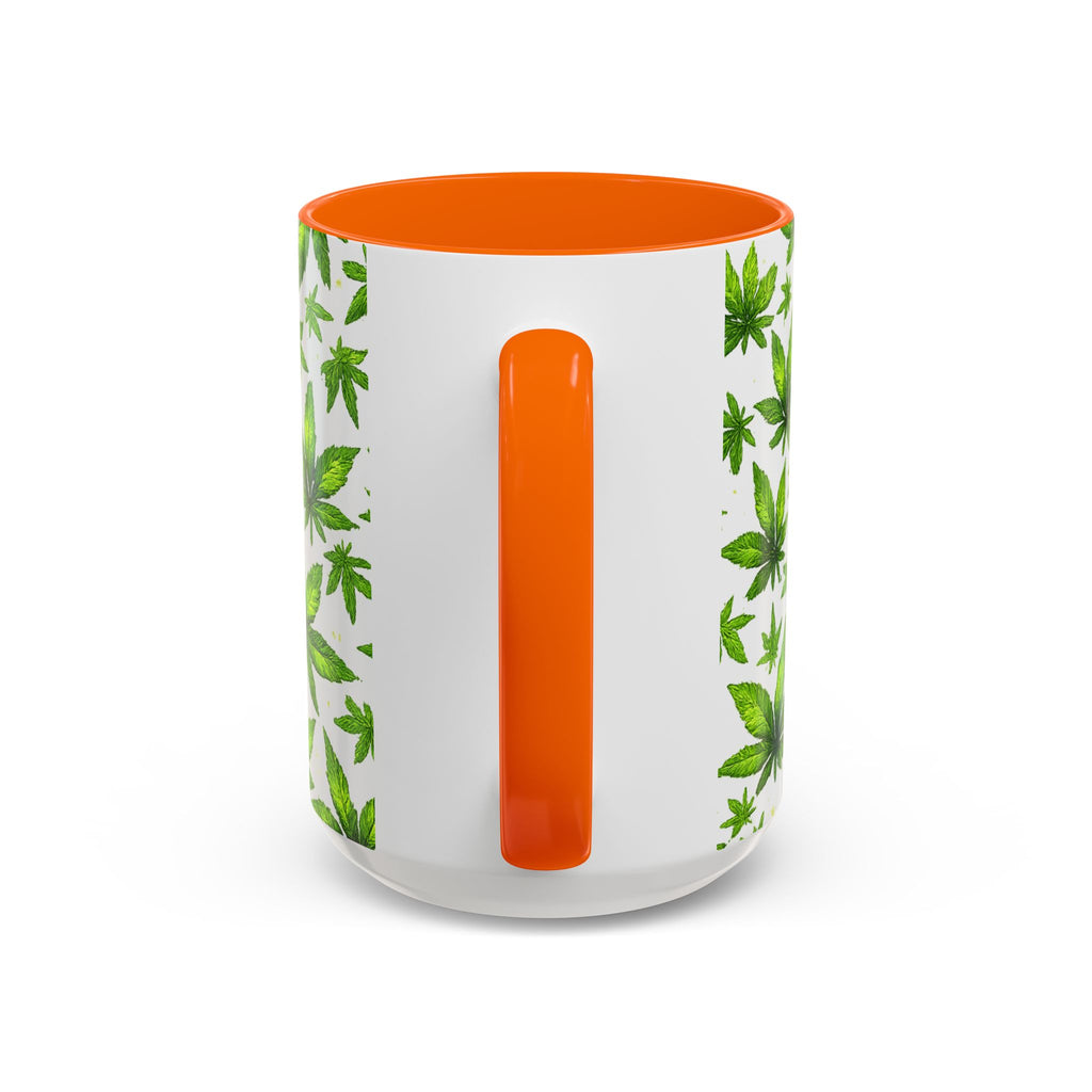 Cannabis Leaf Pattern Accent Coffee Mug – 11/15oz Ceramic