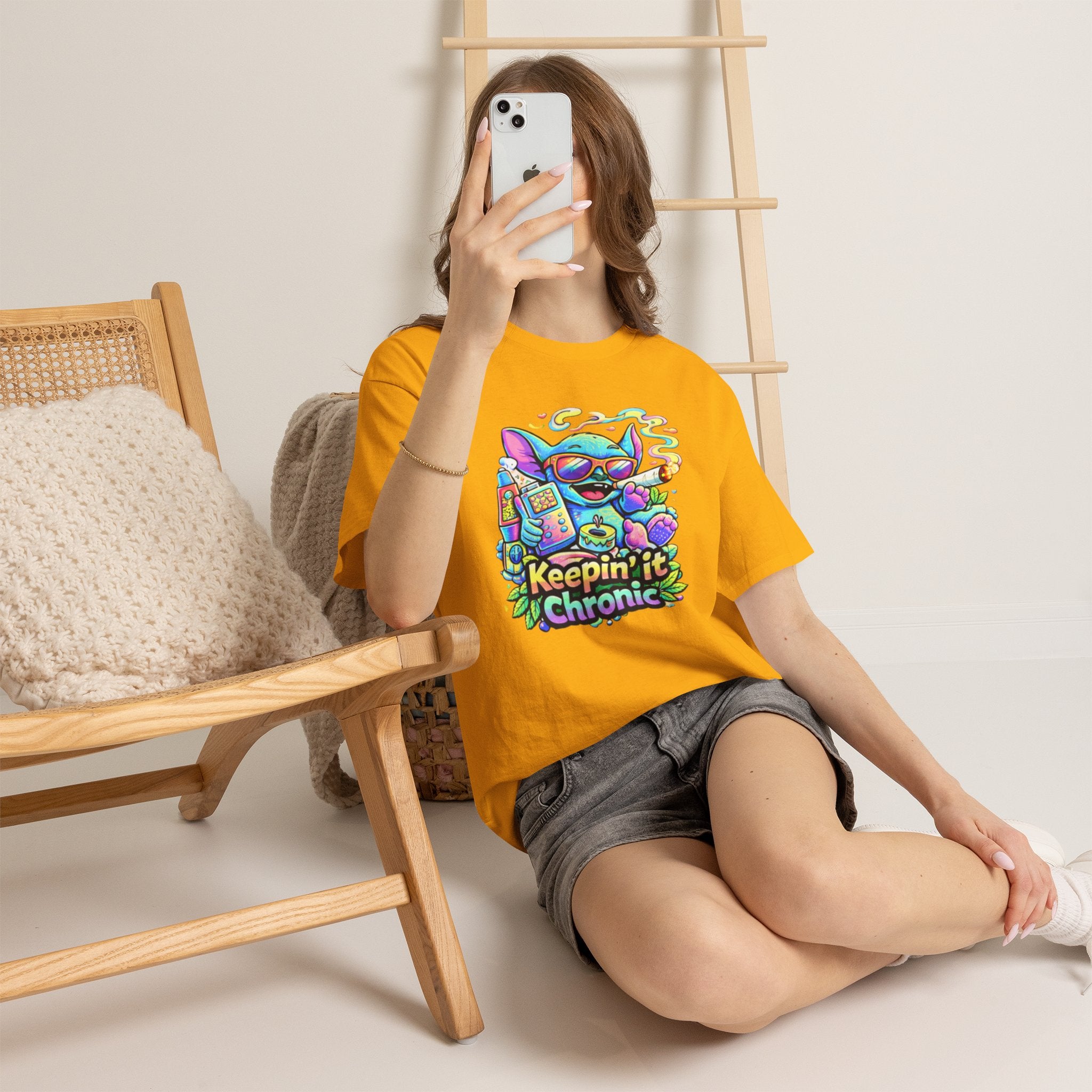 Keepin' It Chronic T-Shirt — Colorful Stoner Cat Graphic Tee