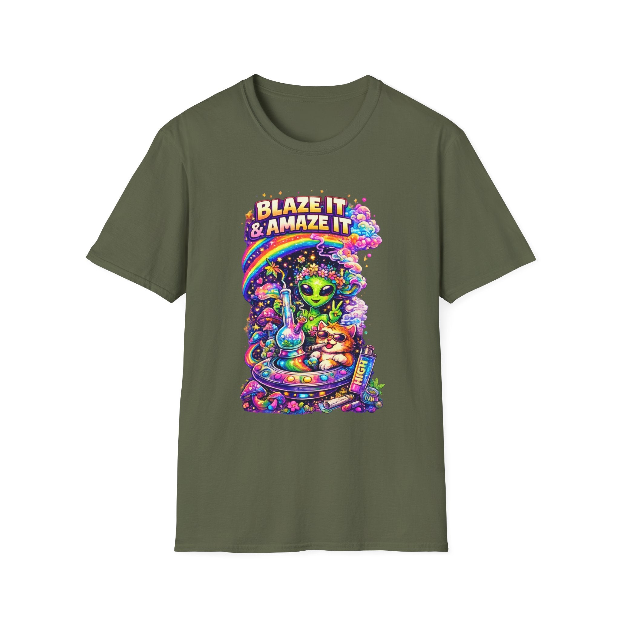 Alien Rainbow Tee - "Blaze It & Amaze It" Psychedelic Graphic T-Shirt