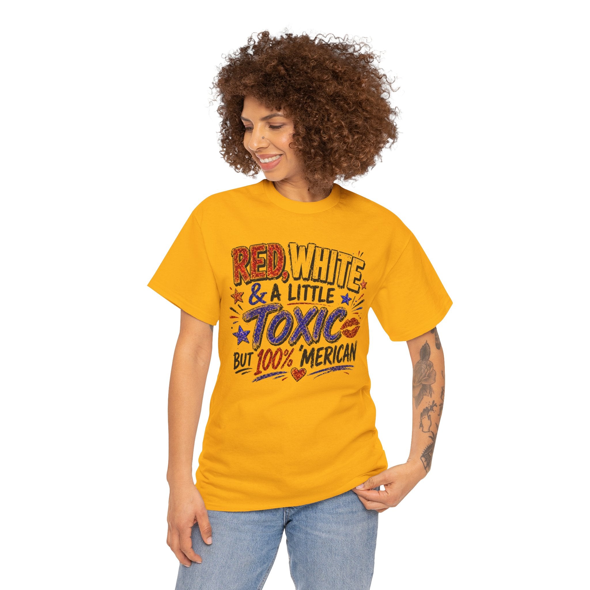 Patriotic 'Red, White & a Little Toxic but 100% Merican' Graphic Tee