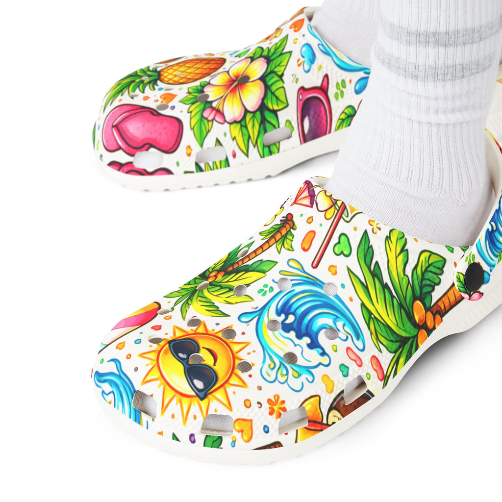 Tropical Beach Clogs — Pineapple & Palm EVA Foam Slip-On Shoes