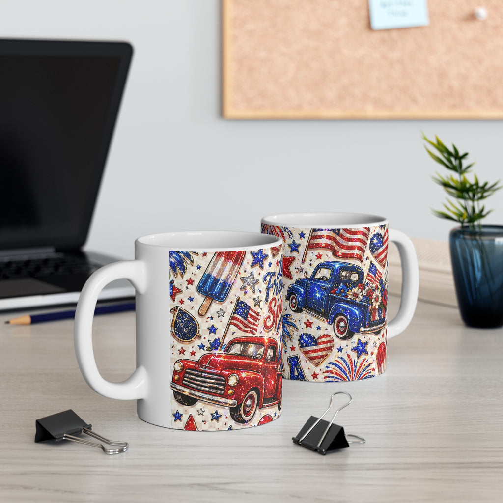 Let Freedom Sparkle Mug — Patriotic 4th of July Ceramic Coffee Cup (11oz & 15oz)