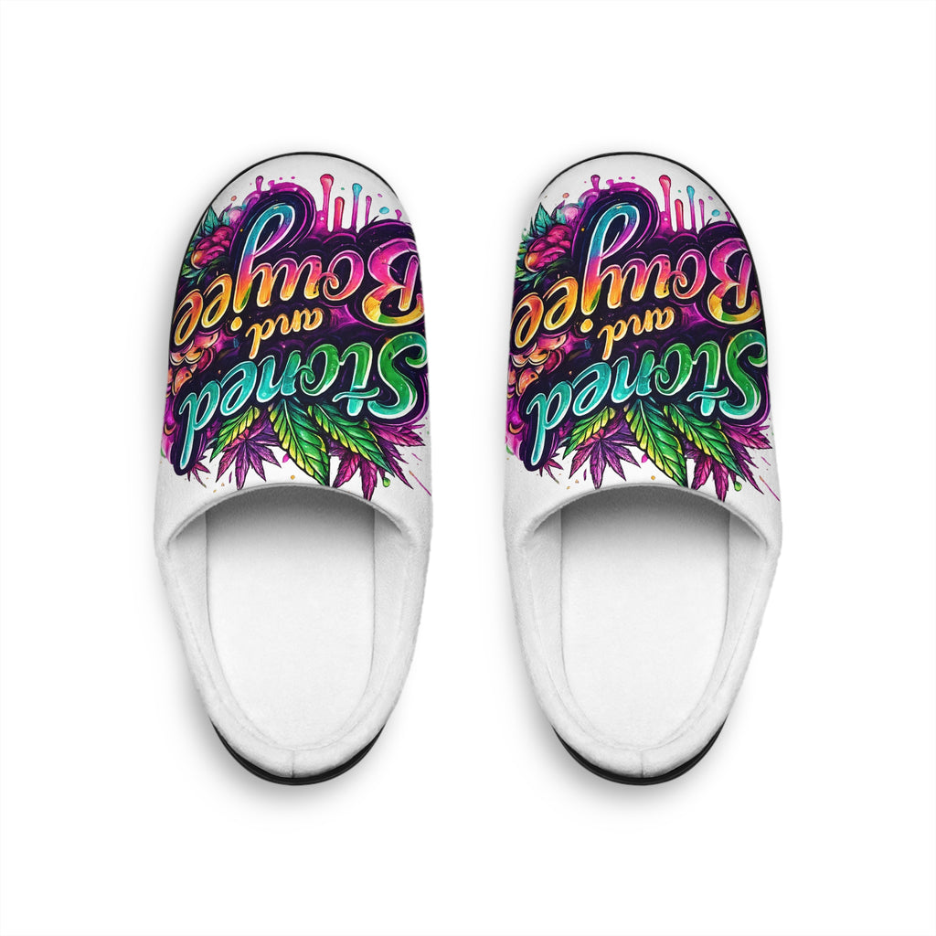 Slender and Boujee Women's Indoor Slippers — Colorful Floral Graphic