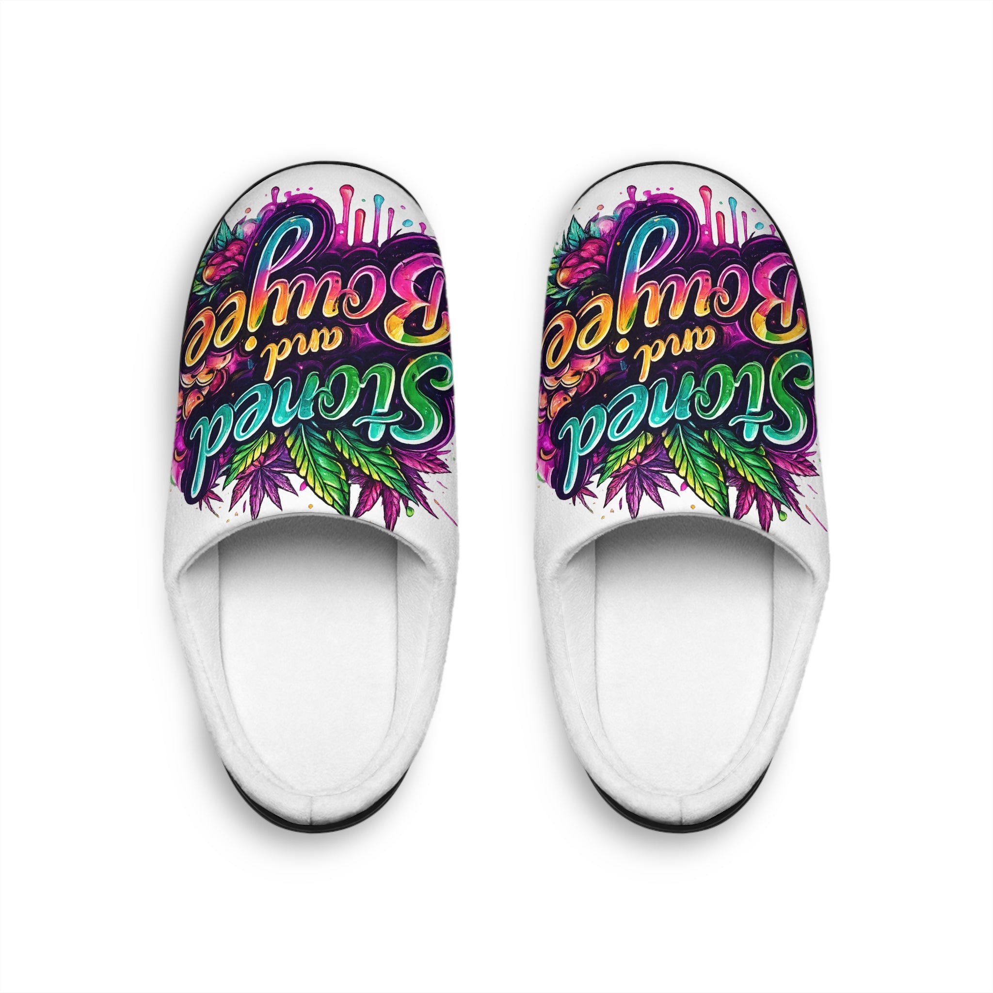 Slender and Boujee Women's Indoor Slippers — Colorful Floral Graphic