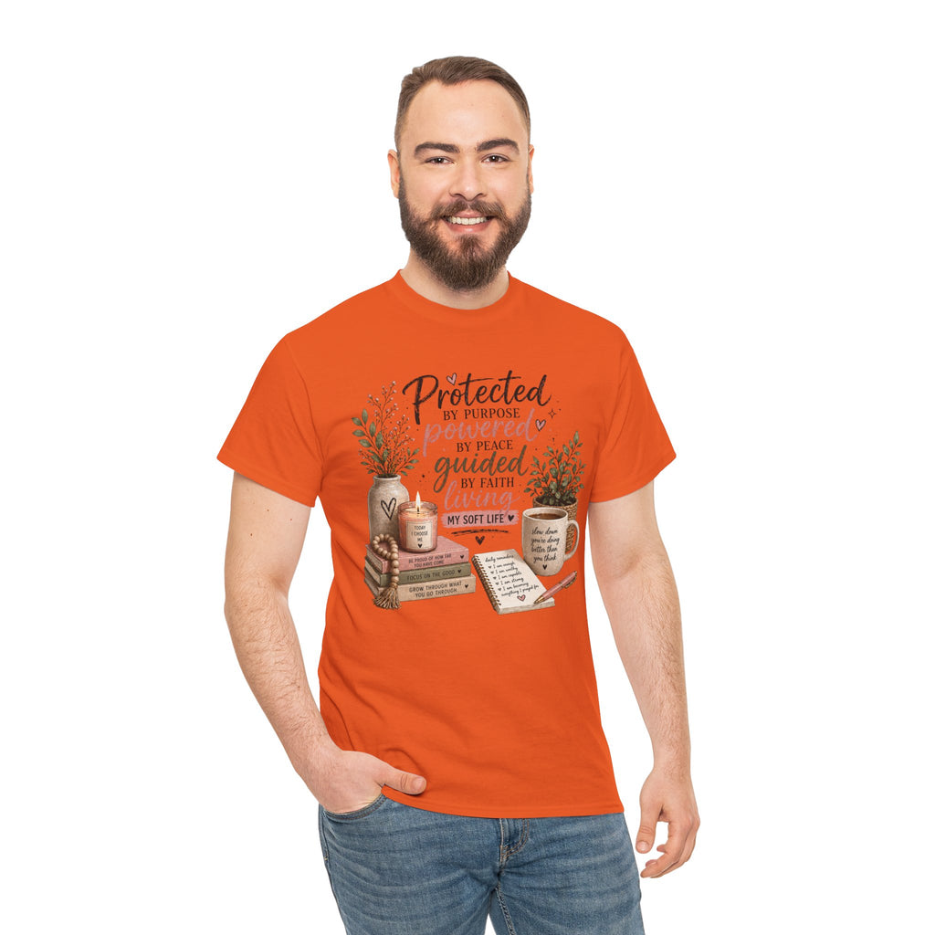 Christian Faith T-Shirt — “Protected, Powered, Guided” Inspirational Tee