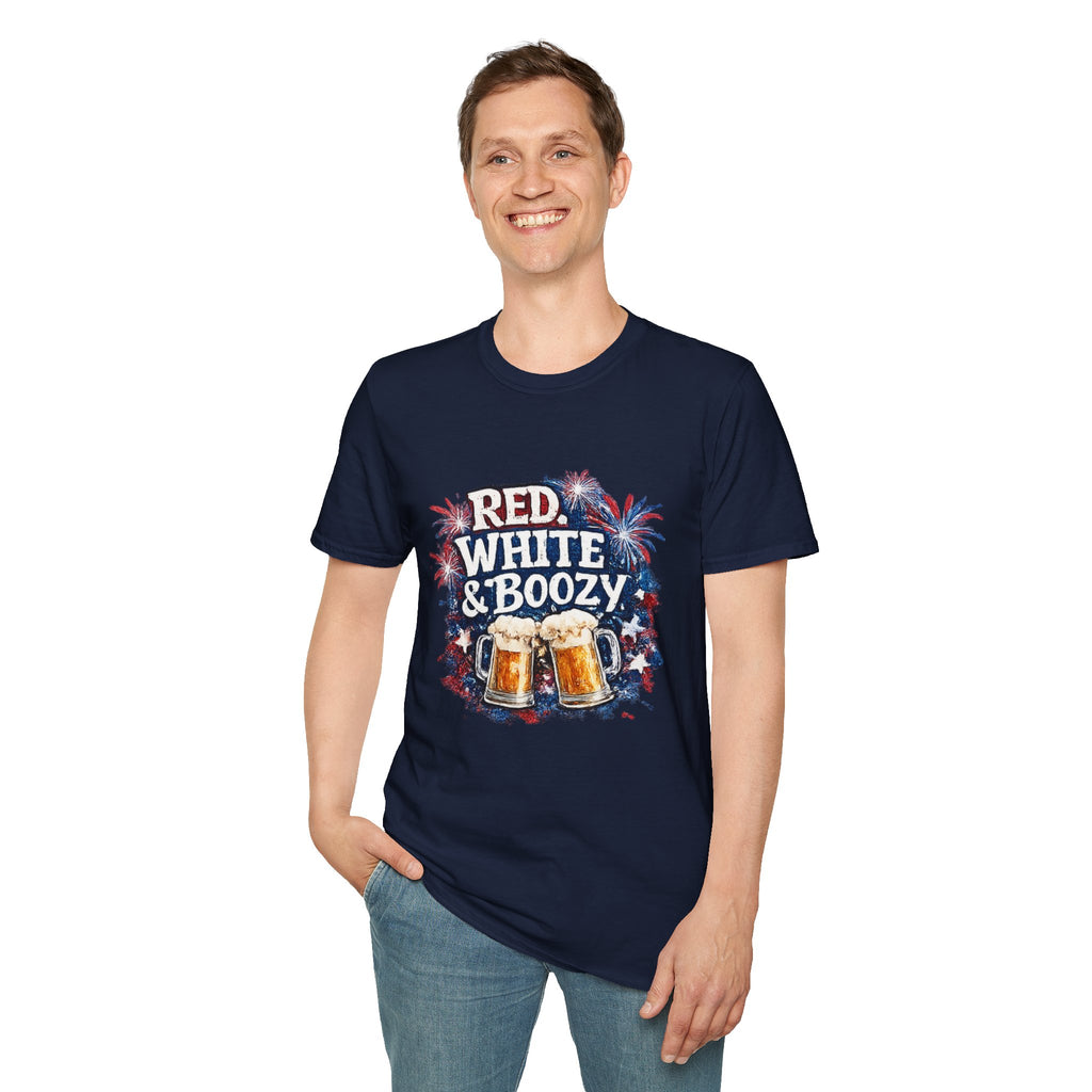 Red, White & Boozy Beer T-Shirt — Patriotic 4th of July Party Tee
