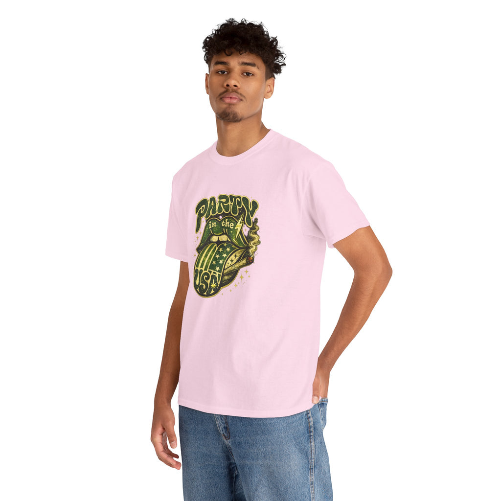 Party in the USA Graphic T-Shirt – Retro Rolling Tongue Design