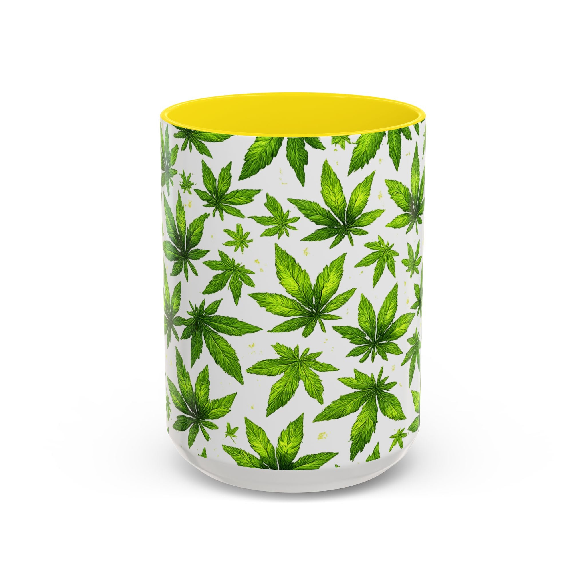 Cannabis Leaf Pattern Accent Coffee Mug – 11/15oz Ceramic