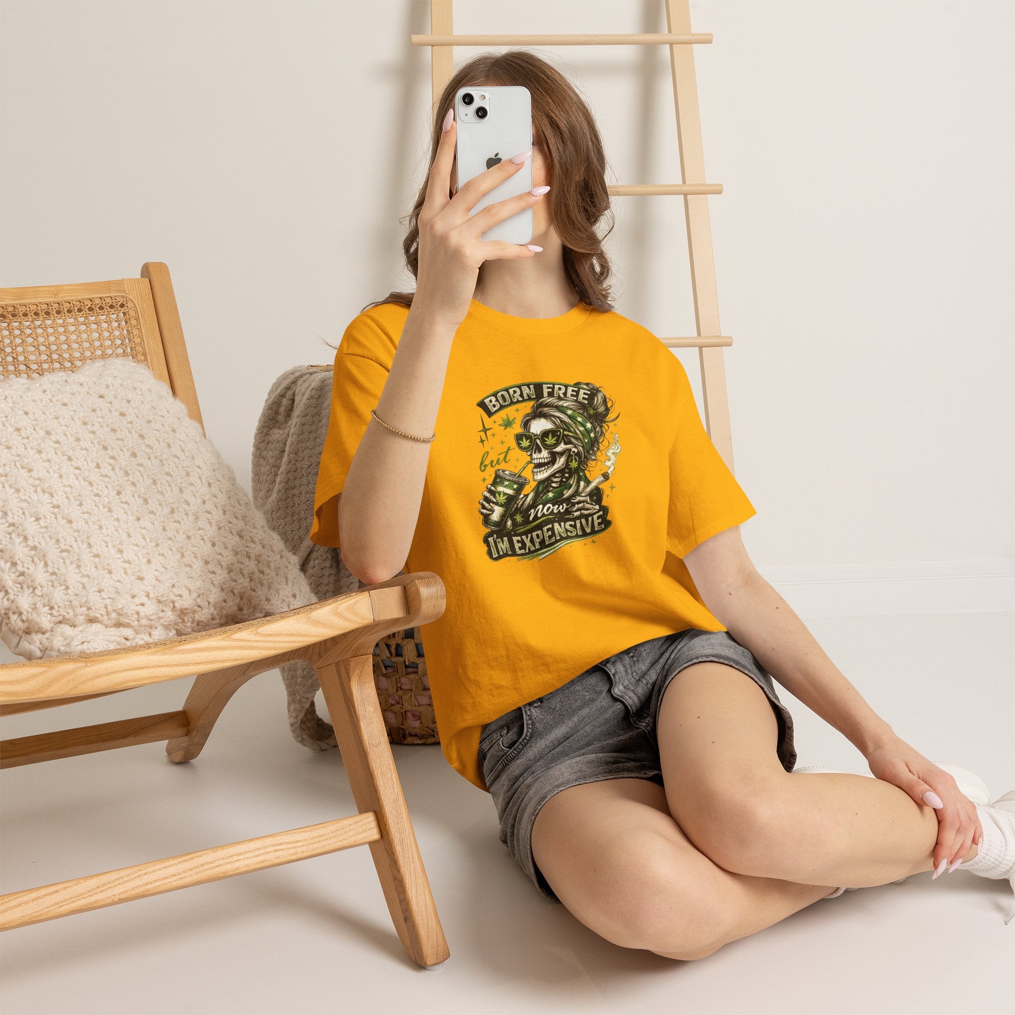 T-Shirt — "Born Free But Now I’m Expensive" Skull Graphic Tee