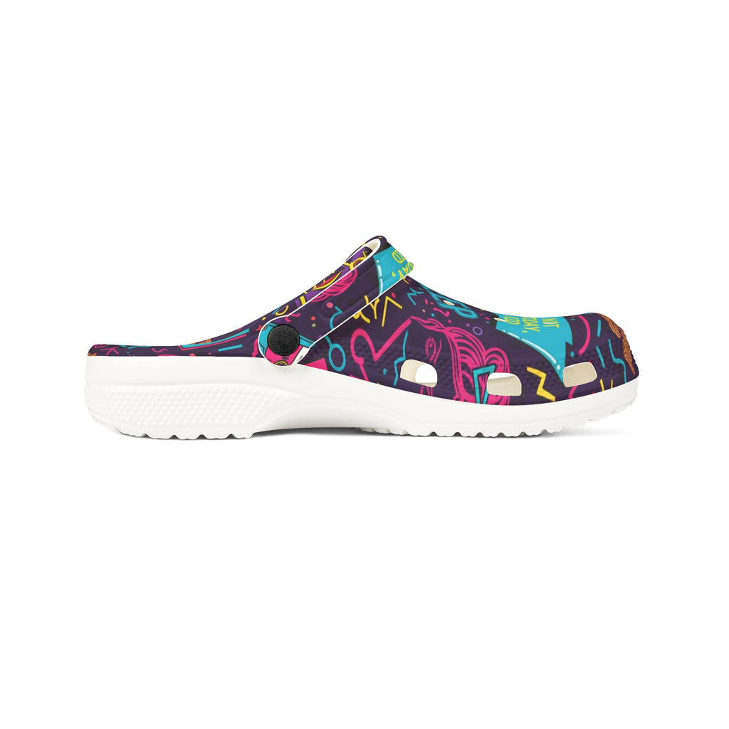 Neon Sleepy Vibes EVA Clogs — "Not Today Kid" Graphic Foam Shoes