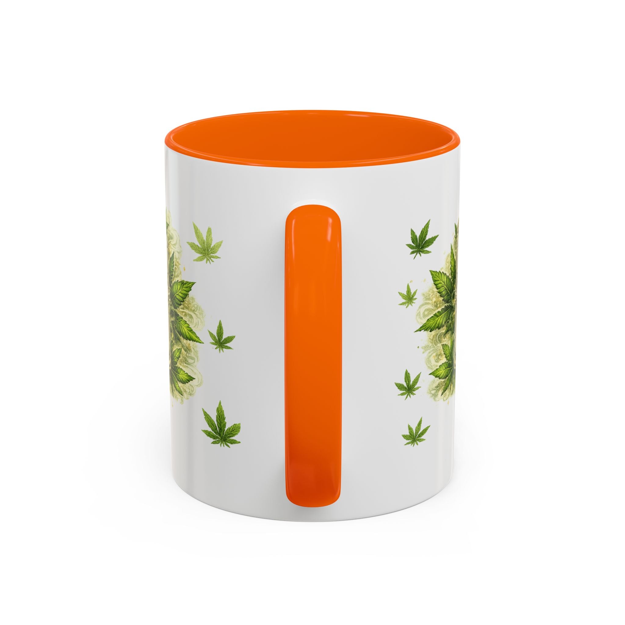 Cannabis 420 Accent Coffee Mug — Indica & Sativa Leaf Pattern (11/15oz)