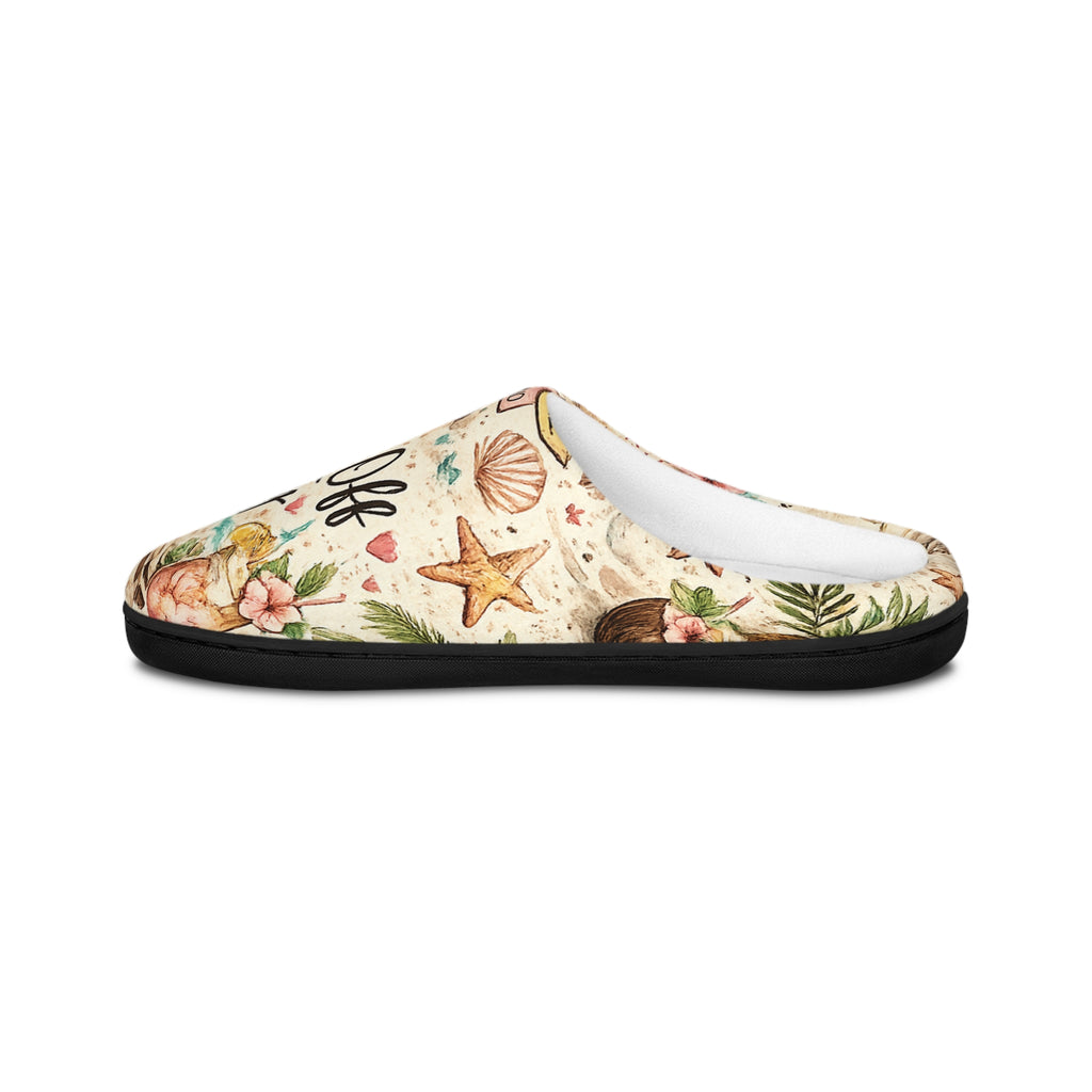Women's Indoor Slippers — 'Home & Cozy' Floral Beach Shells Design